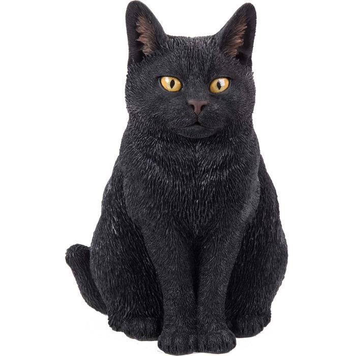 Statue chat noir Vincent en résine 34 cm 