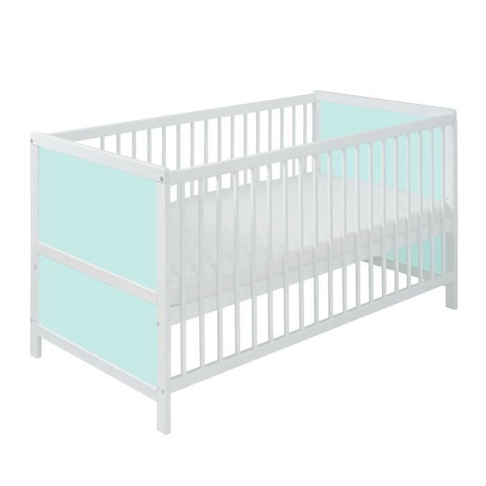 Lit Bebe 70x140 Blanc Vert Clair Avec Matelas Simple Livraison Gratuite Cdiscount Maison