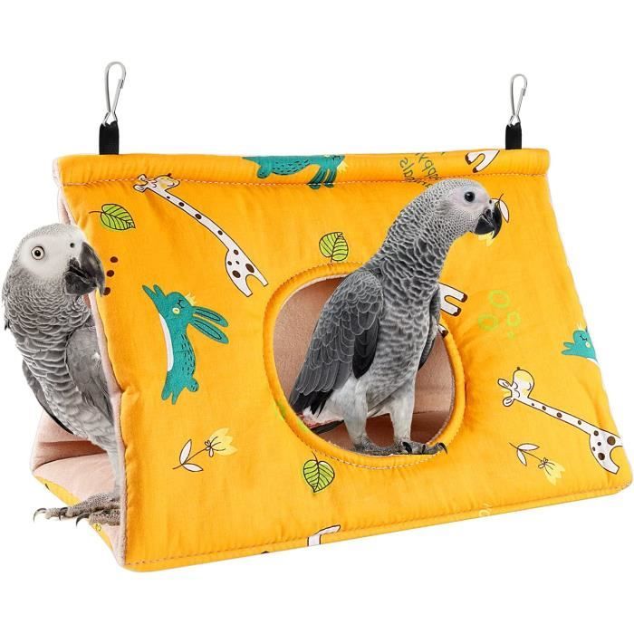 Hamac pour Oiseau - Nid en Velours Jaune - Confortable - Accroche Facile - Taille L
