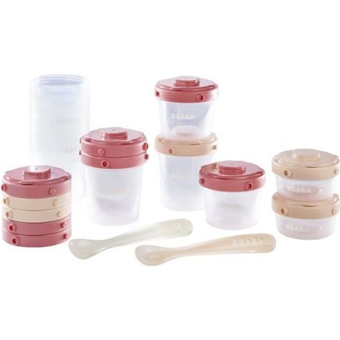 Beaba Lot De 12 Portions Conservation Et 2 Cuilleres Silicone Pots Empilables Et Clipsables 2x60 Ml 4x1 Ml 6x0ml Rose Cdiscount Puericulture Eveil Bebe