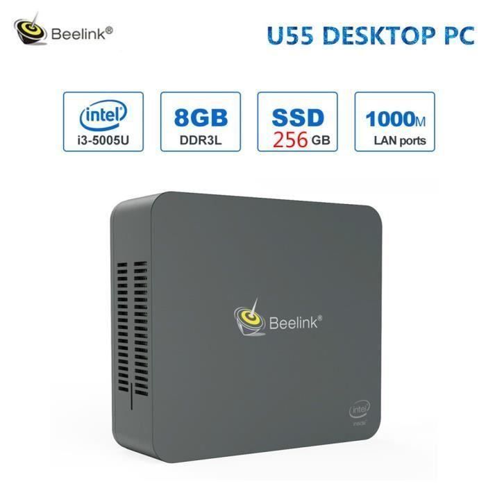Vente Ordinateur de bureau Mini PC Beelink U55 8 Go + SSD 256 Go Intel Core I3-5005U / Intel HD Graphics 5500 / 2.4G + 5.8G WiFi / 1000Mbps /2xUSB3.0/BT4.0/Win pas cher Vente Ordinateur de bureau Mini PC Beelink U55 8 Go + SSD 256 Go Intel Core I3-5005U / Intel HD Graphics 5500 / 2.4G + 5.8G WiFi / 1000Mbps /2xUSB3.0/BT4.0/Win pas cher