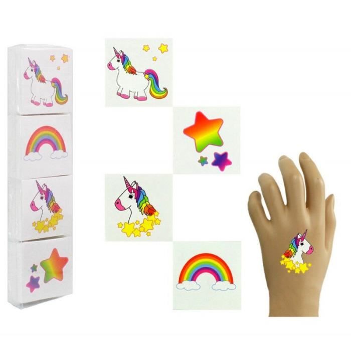 Lot 12 Tatouages Licorne Arc En Ciel Tatoo Bijoux Ephemeres Enfant Mode Cdiscount Jeux Jouets