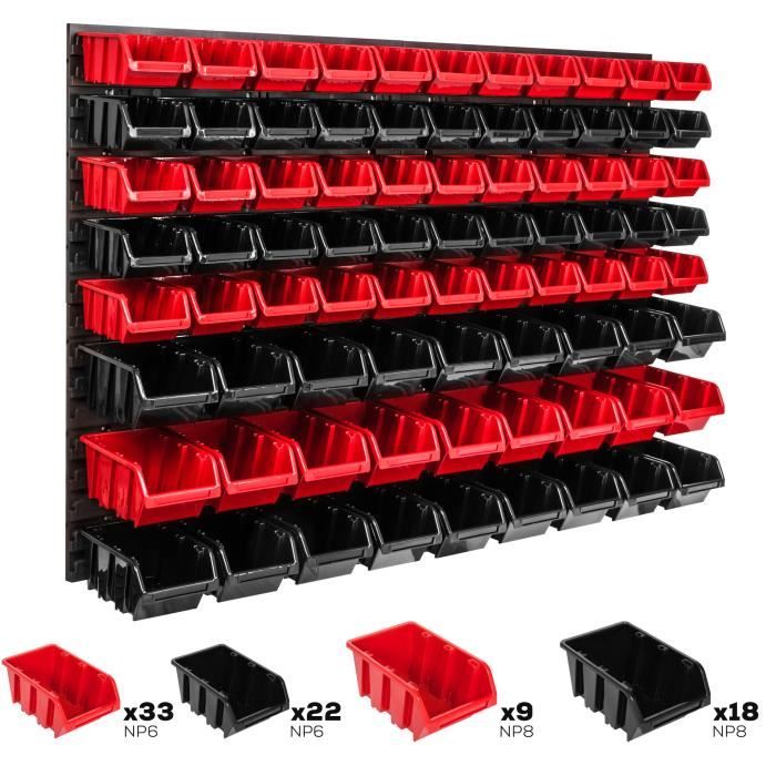 Système de rangement - BOTLE - 115 x 78 cm - 82 boîtes S et M - Rouge ...
