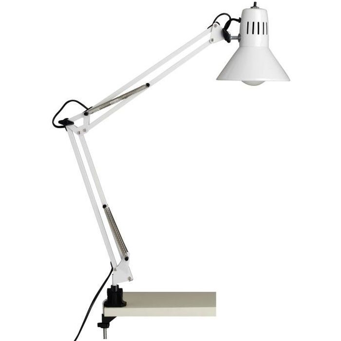 Lampe de bureau - BRILLIANT - Hobby E27 - Fixation serre-joint - Blanc - 40W Lampe de bureau - BRILLIANT - Hobby E27 - Fixation serre-joint - Blanc - 40W