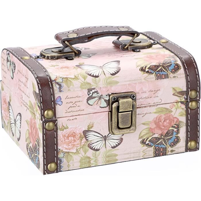 Coffre à Bijoux Vintage En Bois Et Cuir PU - Motif Bonhomme De Neige - 22x18x15 Cm - Idéal Pour Rangement Bijoux, Lettres, Souvenirs