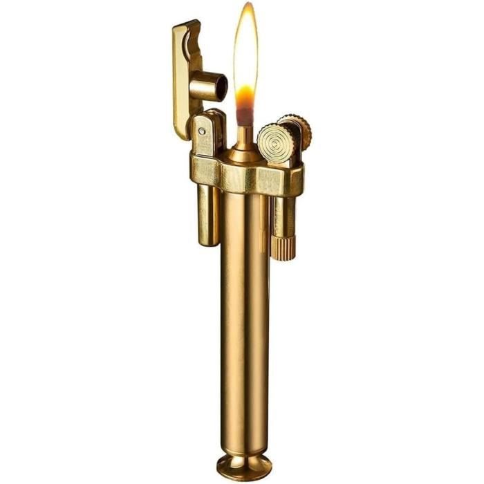 Briquet à Kérosène Vintage En Laiton - Design Classique Avec Fenêtre Niveau - Cadeau Rétro (Sans Carburant)