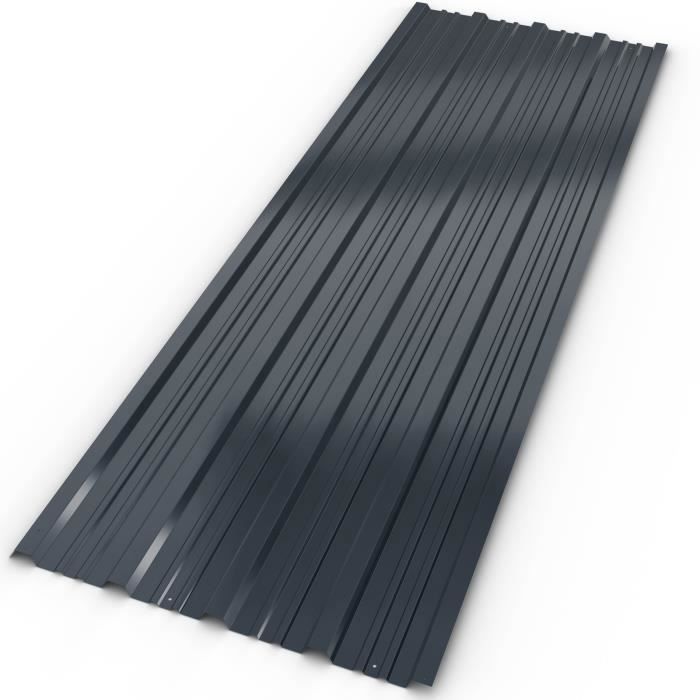 Lot de 12 tôles profilées anthracite 129x46cm - DEUBA - résistantes intempéries et inoxydables