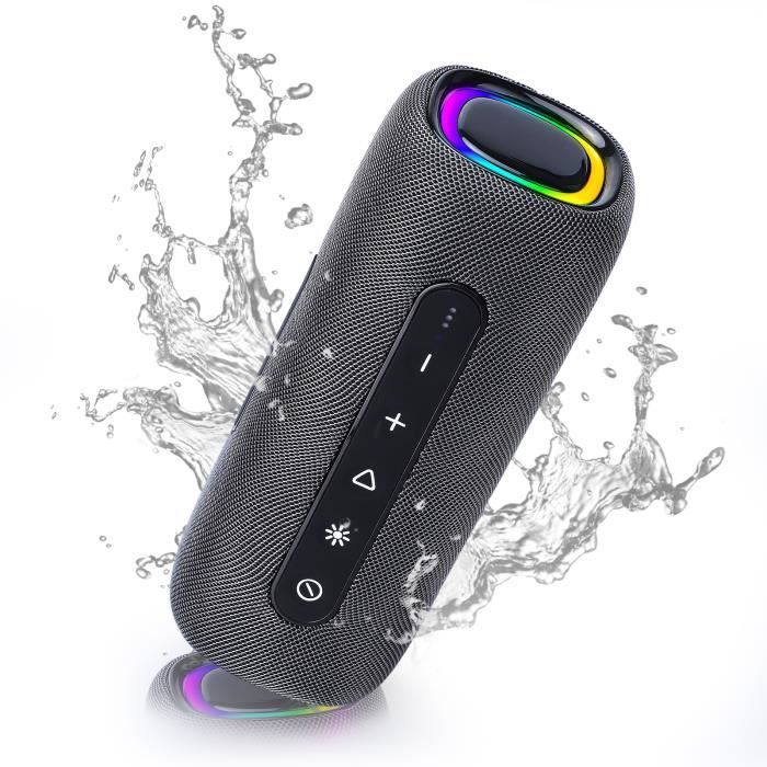 Enceinte Bluetooth Portable, Enceinte Bluetooth Waterproof IPX6 360° HD  Stéréo, Haut-Parleur Bluetooth 5.0 sans Fil 12W Autonomie 12H Mains Libres  Téléphone Support Radio FM, USB, TF - Noir - Enceinte sans fil 