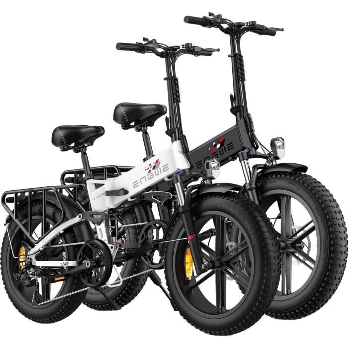 velo electrique pliable ENGWE ENGINE X Autonomie 120km 42km/h Pneus tout terrain 20 pouces VTT Fat bike Batterie 48V13Ah Noir+blanc