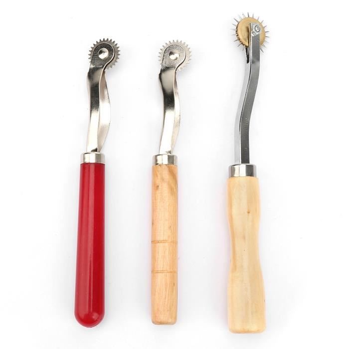 JIHUOO Lot De 2 Roulettes à Coudre – Roue De Traçage Aiguille, Outil Couture Cuir Tissu Papier, 18 Cm, Dents 4 Mm