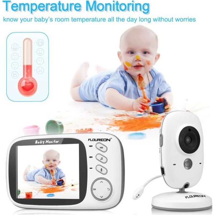 Babyphone Audio LeapFrog LF80 - Portée 460m - Capteur Température - Veilleuse - 2 Batteries Incluses