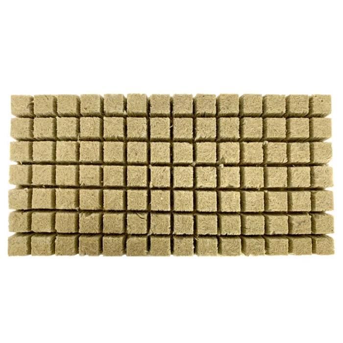 Plaque de 98 cubes de laine de roche - Trou 6/15mm dim. 36 x 36 x 40cm - Grodan