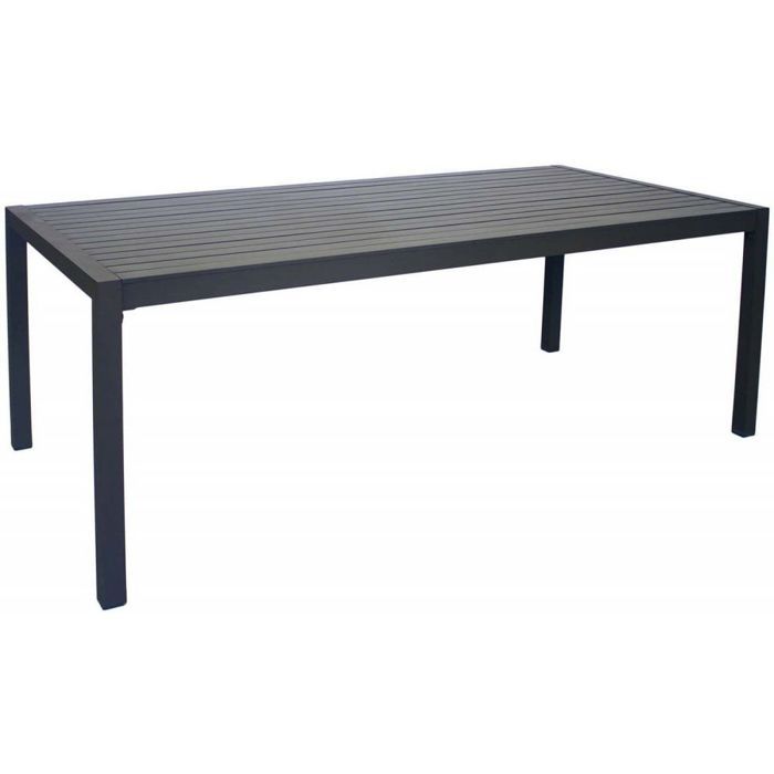 table de jardin en aluminium sarana 190 cm - hevea - gris - essentiel - 6 personnes - rectangulaire - extérieur