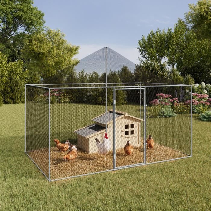 Meilleurs prix pour IDMARKET Volière 6 m² parc grillagé 3 x 2 M enclos poulailler pour animaux de basse cour