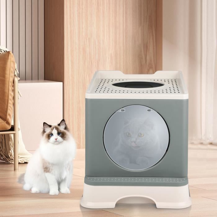 Comparer les prix de Bac à litière pliant pour chat - KEDIA - Gris - 48*39*34cm - Avec tiroir coulissant