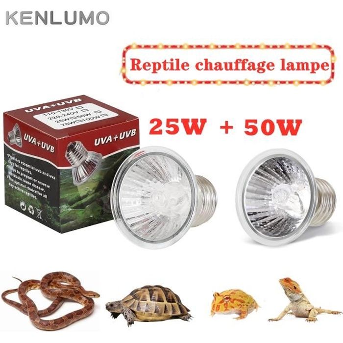 KENLUMO Lampe Chauffante Tortue, Ampoule Chauffante LED UVA UVB à Spectre Complet 25 W 50W, Ampe Chauffante E27 Adaptée aux