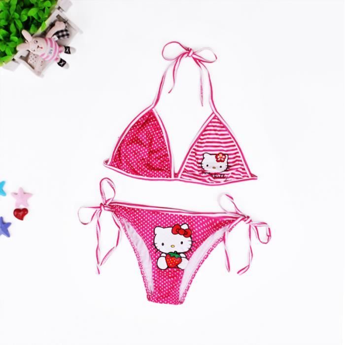 2 6 Ans Maillot De Bain 2 Pieces Bikini Cartoon Chat Imprime Tenue Pour Bebe Enfant Fille Vetement De Plage Bordeaux Cdiscount Pret A Porter
