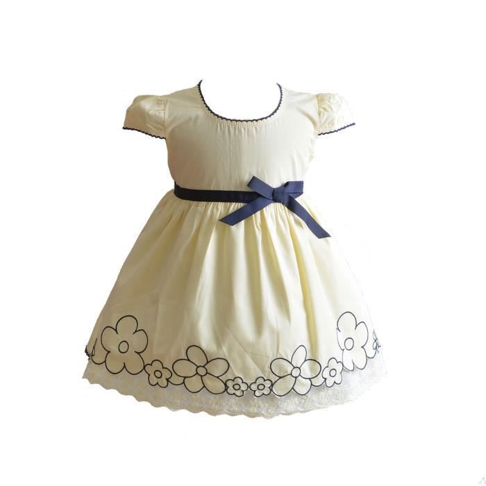 Cinda Robe De Coton D Ete De Bebe Filles 6 9 Mois Jaune Jaune Cdiscount Pret A Porter