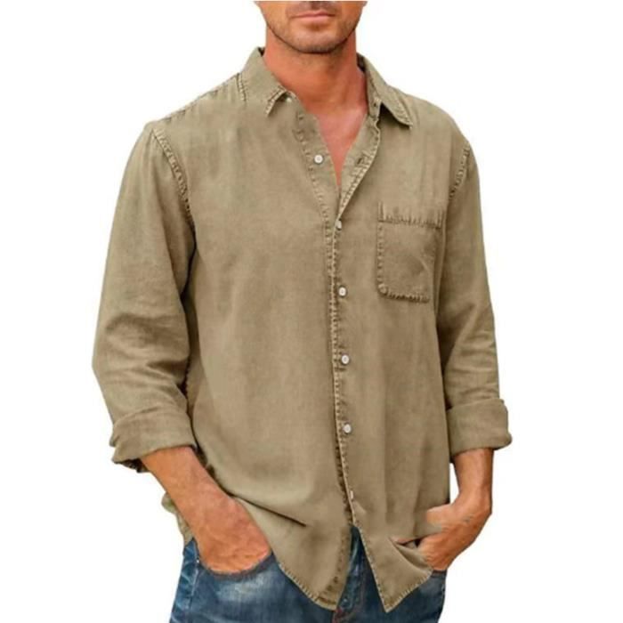 Chemise en jean kaki homme 2025