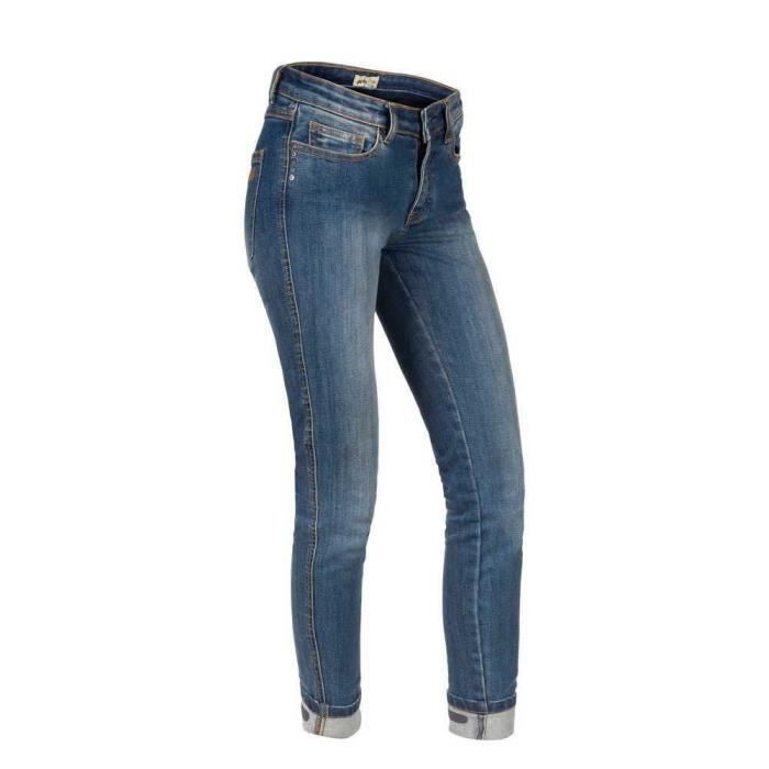 Broger California Lady Washed Blue Motorcycle Jeans D31-30 - Cdiscount Auto