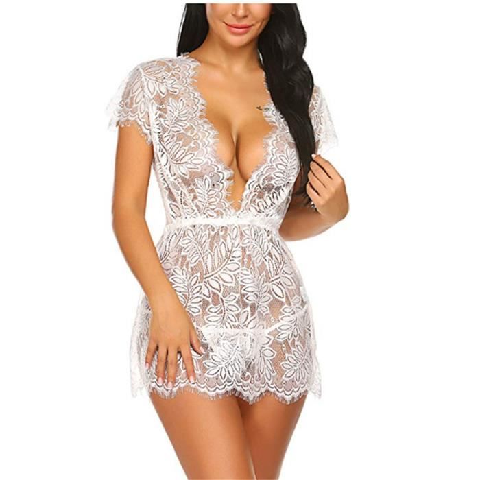 Pack De 4 Strings Femme Dentelle Fleurie - Taille XXL (48), Couleurs Assorties (noir, Blanc, Vert, Rouge)