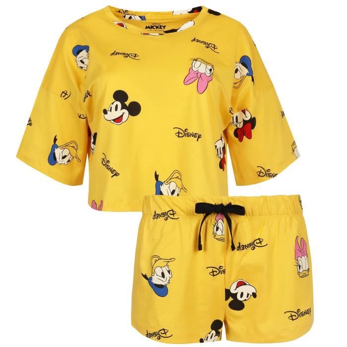 Pyjama Court Femme Mickey Mouse - 100% Coton, Manches Courtes (taille Unique)