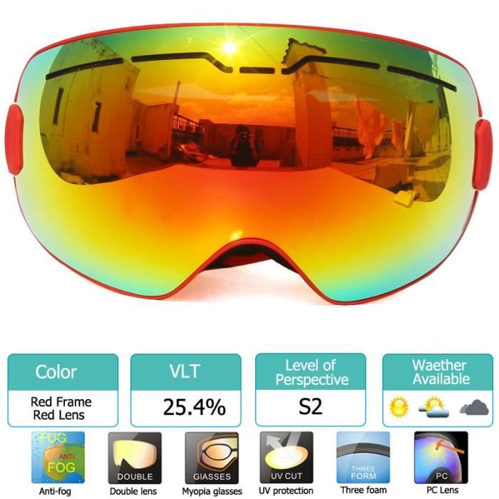 Lunettes De Ski Anti-buée Et Anti-UV - Réglables, Pour Porteurs De Verres - Homme Et Femme - Ski, Snowboard, Cyclisme (Rose)