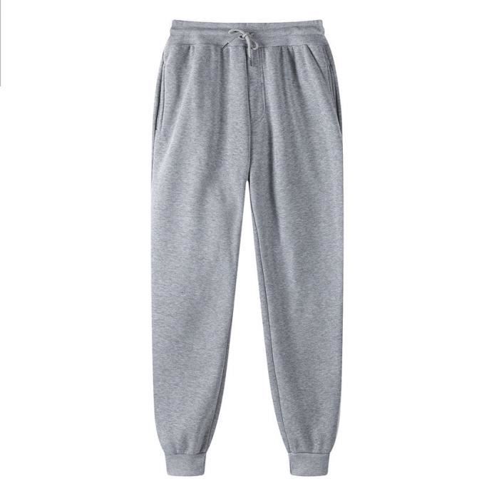 Pantalon jogging en polaire homme - Survêtement décontracté chaud d'hiver -  Gris