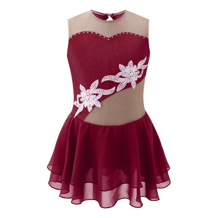 Ensemble Justaucorps Gymnastique Fille 3 Pièces - Sans Manches, Avec Short Et Bandeau - Taille 5 à 16 Ans - Pour Danse, Patinage