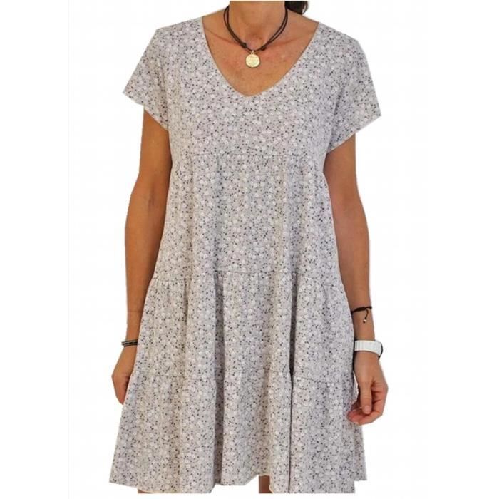 CRAZE Femmes été ample Patchwork Boho Vintage volants imprimé robe ...