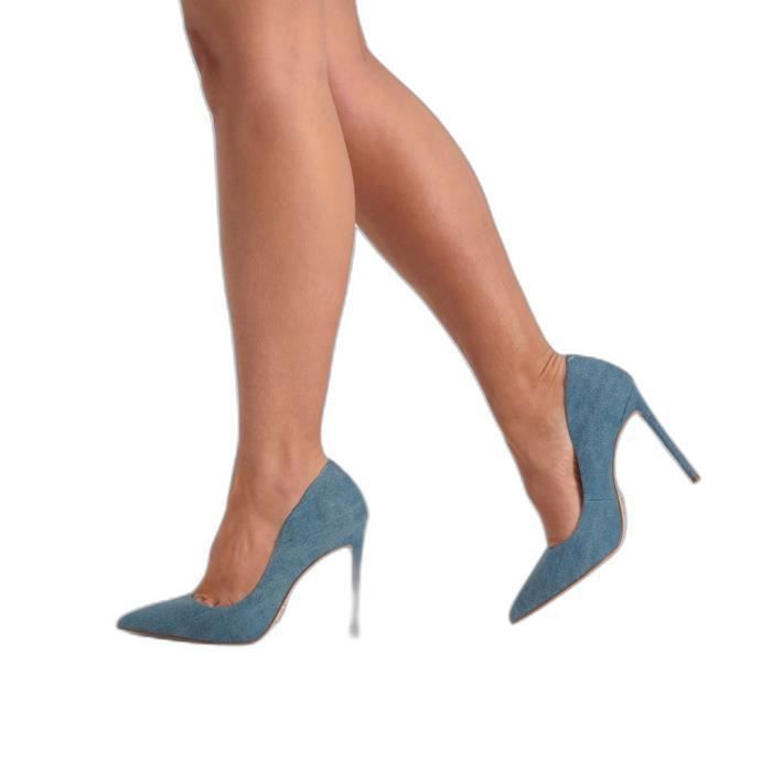 Escarpins Femme Steve Madden Vala Cuir Blue Denim Talon