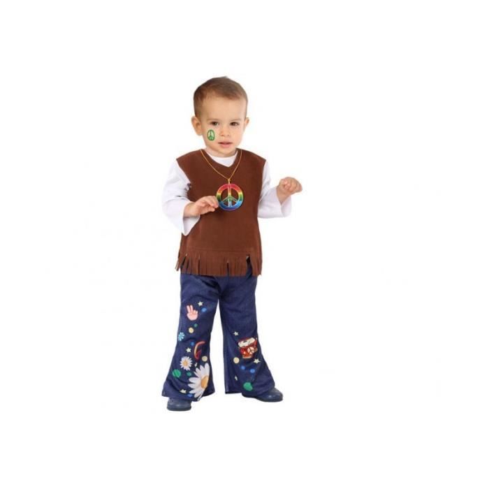 déguisement hippie pour bébé - ac-déco - 12-24 mois - multicolore - chemise, veste et pantalon en polyester