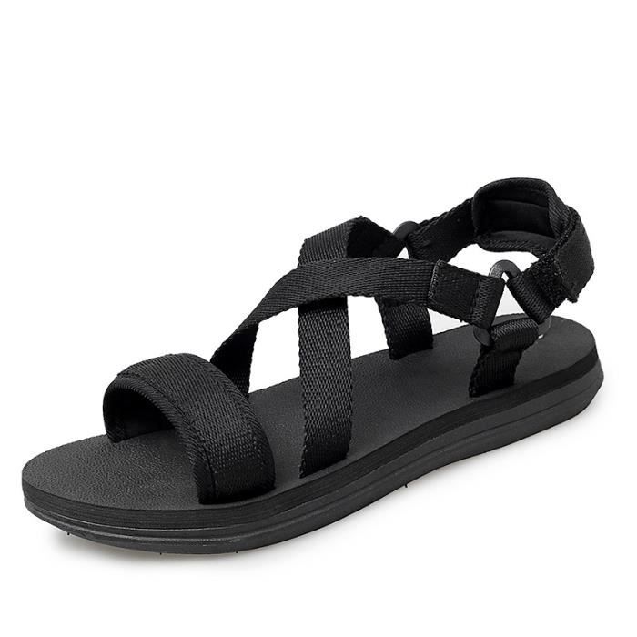 Sandales En Cuir Pour Homme - Confortables, Bout Ouvert, Sangle Arrière - Idéales Pour L'été