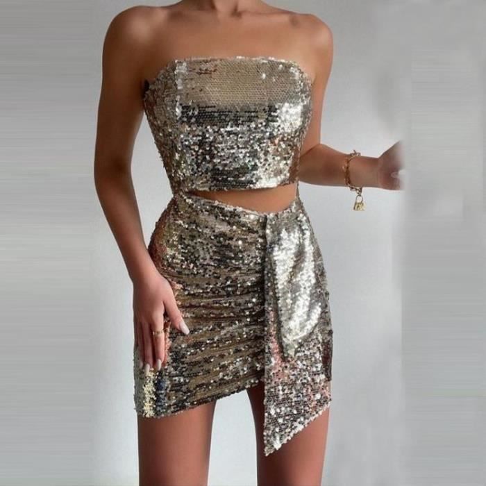 Robe Femme d'?�t?� Chic Glamour Moulante Sequin Boh?�me Silver - JXSHOP2021 M - Cdiscount Pr??t-?�-Porter