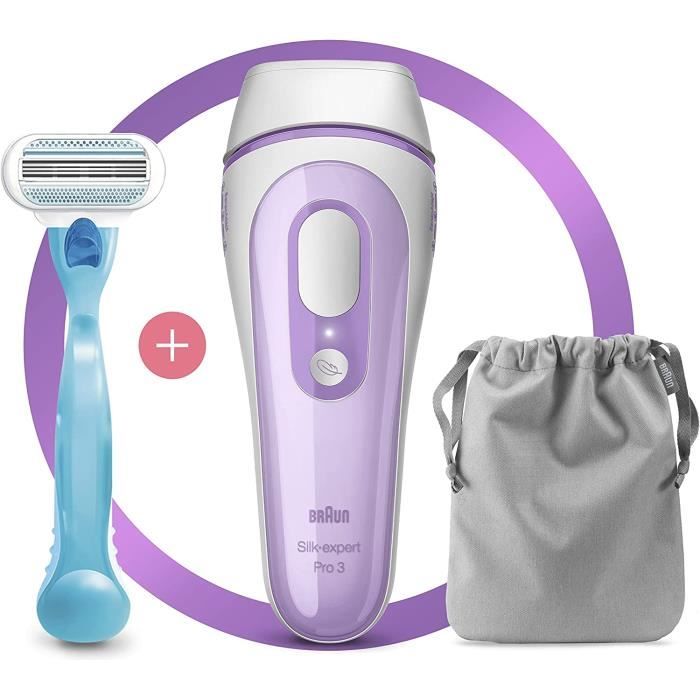 Braun Silk·Expert Pro 3 Épilateur Femme Lumière Pulsée Intense IPL Dernière Génération Blanc