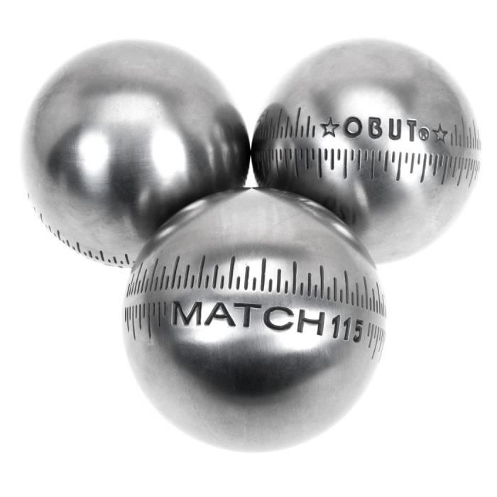 Boules de pétanque Obut Match it inox 73mm deco g Gris 57632 Neuf 