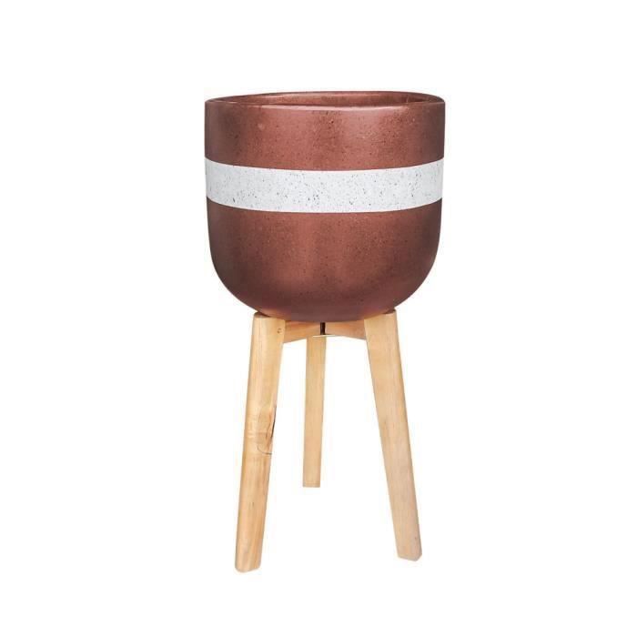 Radius - Cache-pot sur pieds en ciment - Couleur - Marron argile ...