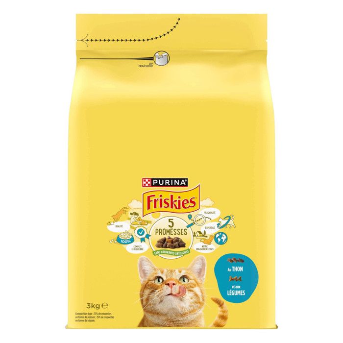 Croquettes chat - PURINA - Friskies - Thon - Légumes - 3KG