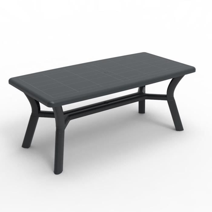 table de jardin exterieur resol 180x90 cm - couleur gris - protection uv