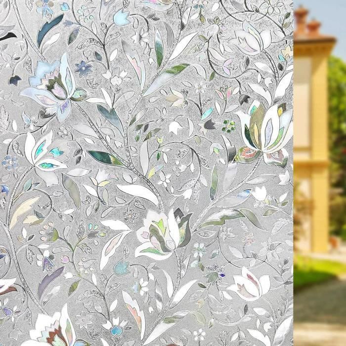 Film Adhésif Pour Fenêtre 3D Arc-en-ciel - Autocollant Opaque Statique 44,5x100 Cm - Effet Vitrail Multicolore, Anti-UV - Protège L'intimité Et Décore - Kit D'installation Inclus