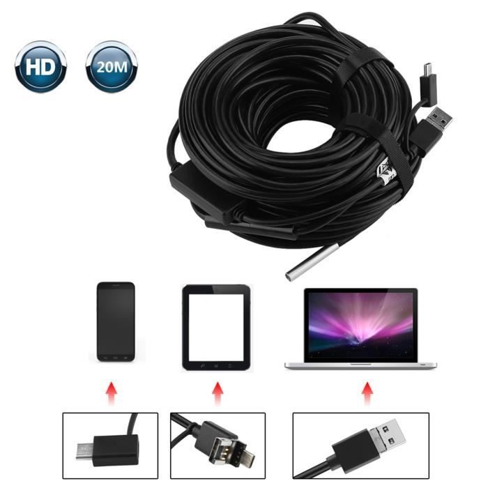 Caméra Endoscope Micro USB étanche IP67 - Pour Android Et PC, 640x480, 6 LED, 7mm
