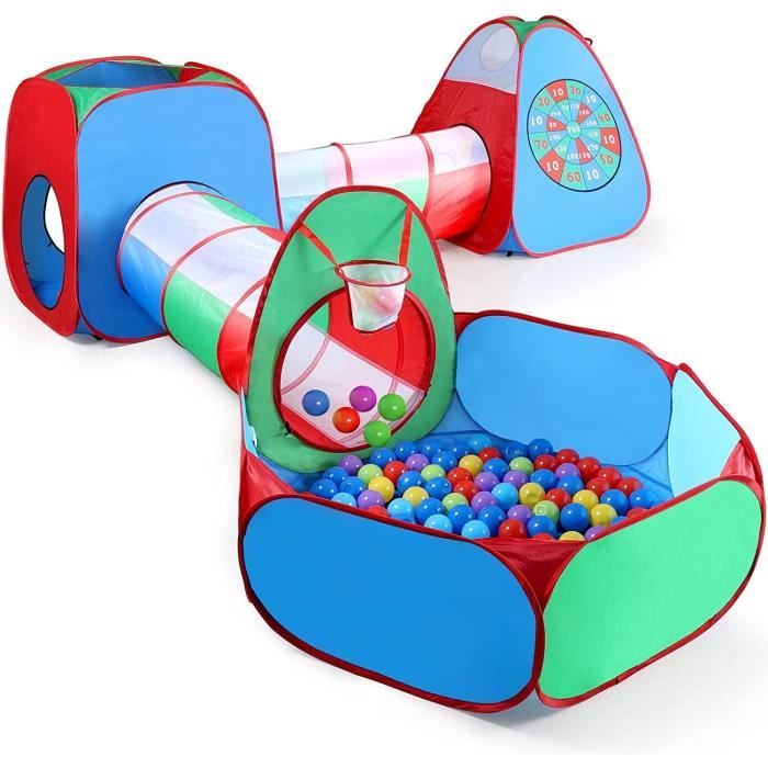 Floving Tente 3-en-1 Pour Enfants – Tunnel, Piscine à Boules Et Tipi, Avec Sac De Transport, Motif Fusée