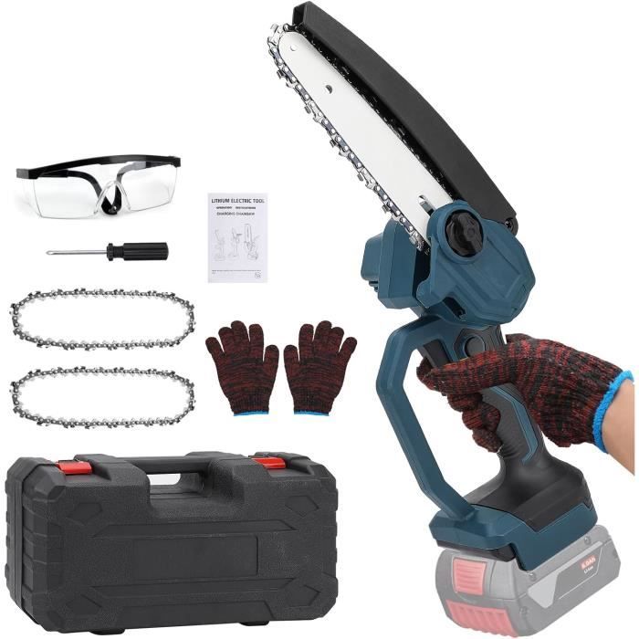 Mini Tronçonneuse Sans Fil 6 Pouces - Moteur Brushless 700W, 2 Batteries, Sécurité 3 Niveaux, Pour Bois, élagage