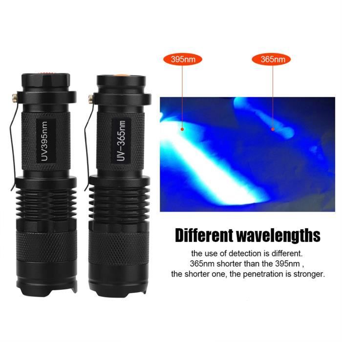 Lampe Torche UV 365 Nm Noire - Pour Inspecter Les Légumes, Détecter Les Taches D'Urine D'Animaux, Les Punaises De Lit...