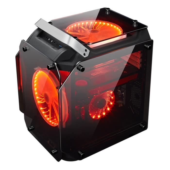 TEMPSA Boîtier PC ATX Micro ATX Mini ITX Watercooling Avec 2x 200mm Ventilateur Verre Trempé