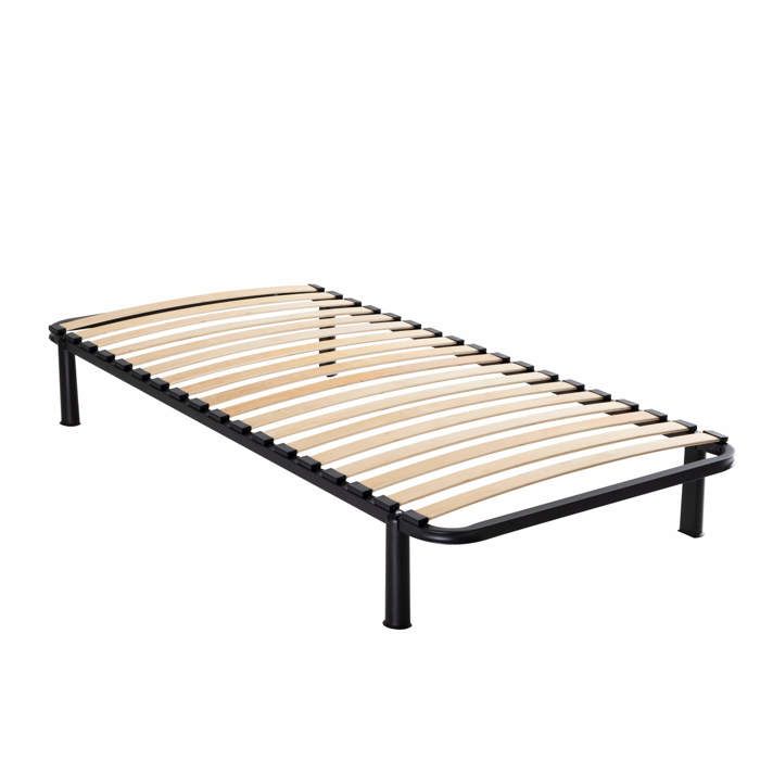 Sommier cadre à lattes métal en kit 90x190 - Noir - Garantie 5 ans - Terre de Nuit Sommier cadre à lattes métal en kit 90x190 - Noir - Garantie 5 ans - Terre de Nuit