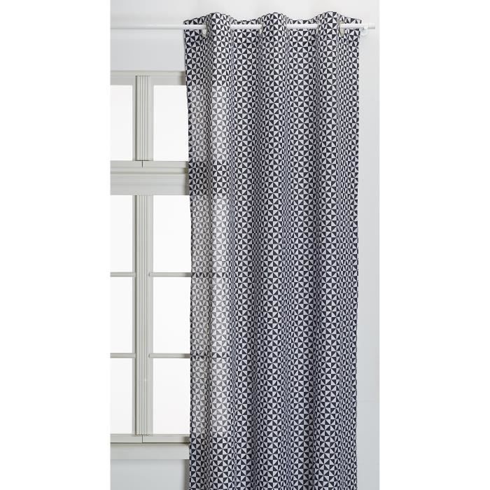 Today Rideau 6 œillets Coton Gris Blanc 240x140 Cm