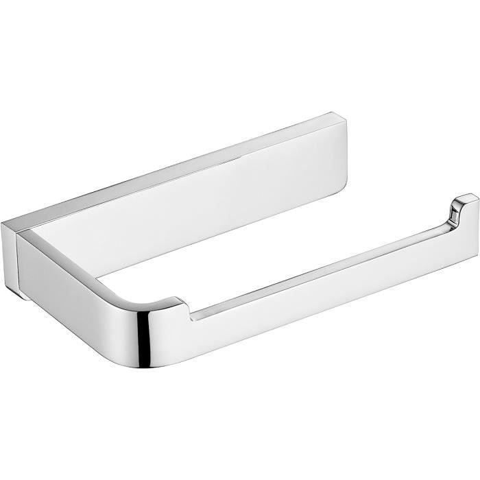 Flybath Porte-Papier Toilette Carré Laiton Massif Chrome Poli - Support Mural Moderne Sans Couvercle