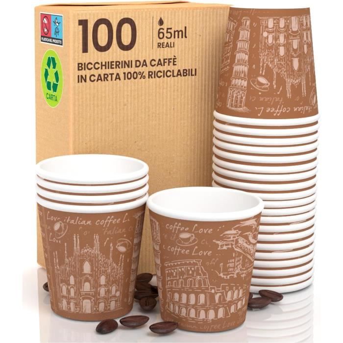 Lot 100 Gobelets Jetables Papier 200 Ml Lilas – Écologiques, Biodégradables, Fabriqués En Italie