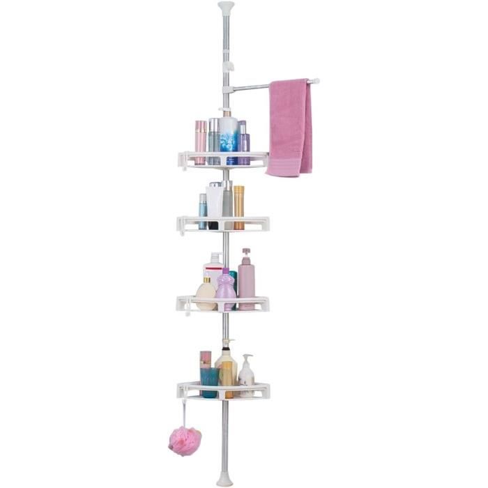 Oakno Étagère Télescopique Sans Perçage – Acier Carbone Blanc 53-90 Cm – Rangement Cuisine, Salle De Bain, Chambre